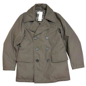 Uniqlo U Men's Size S Warm Padded Insulated Peacoat Brown Double Breasted NWT